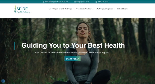 A screenshot of the homepage of Spire Health Pathways' website