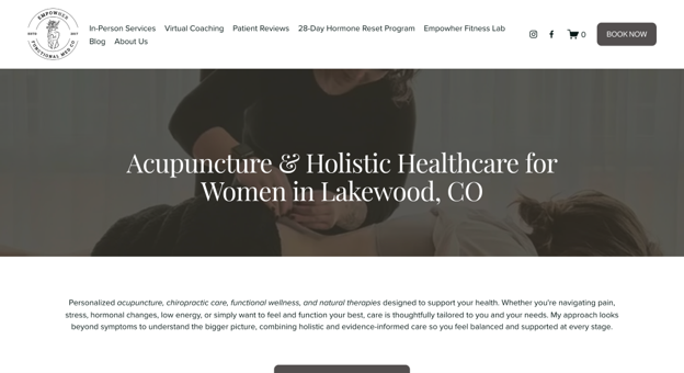 A screenshot of the homepage of EmpowHer's website
